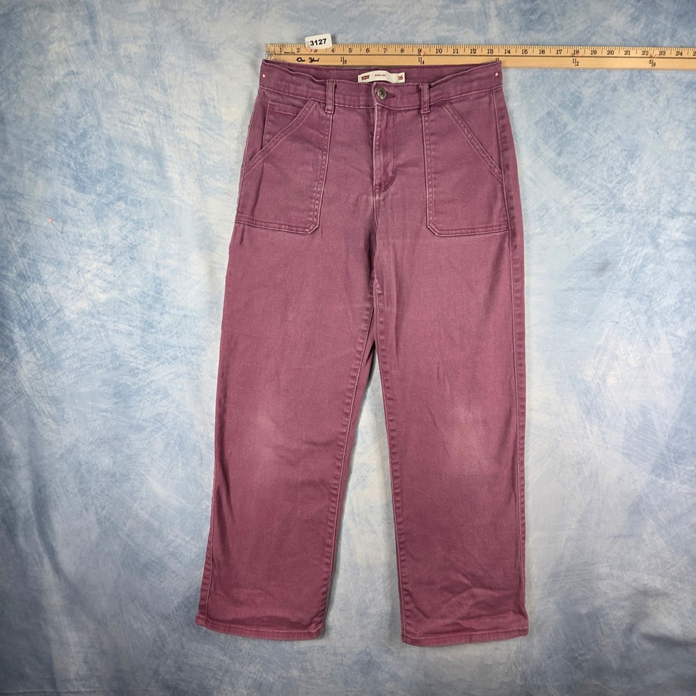 Levis Wide Leg Carpenter Pants Purple High Rise Utility Workwear Womens 16